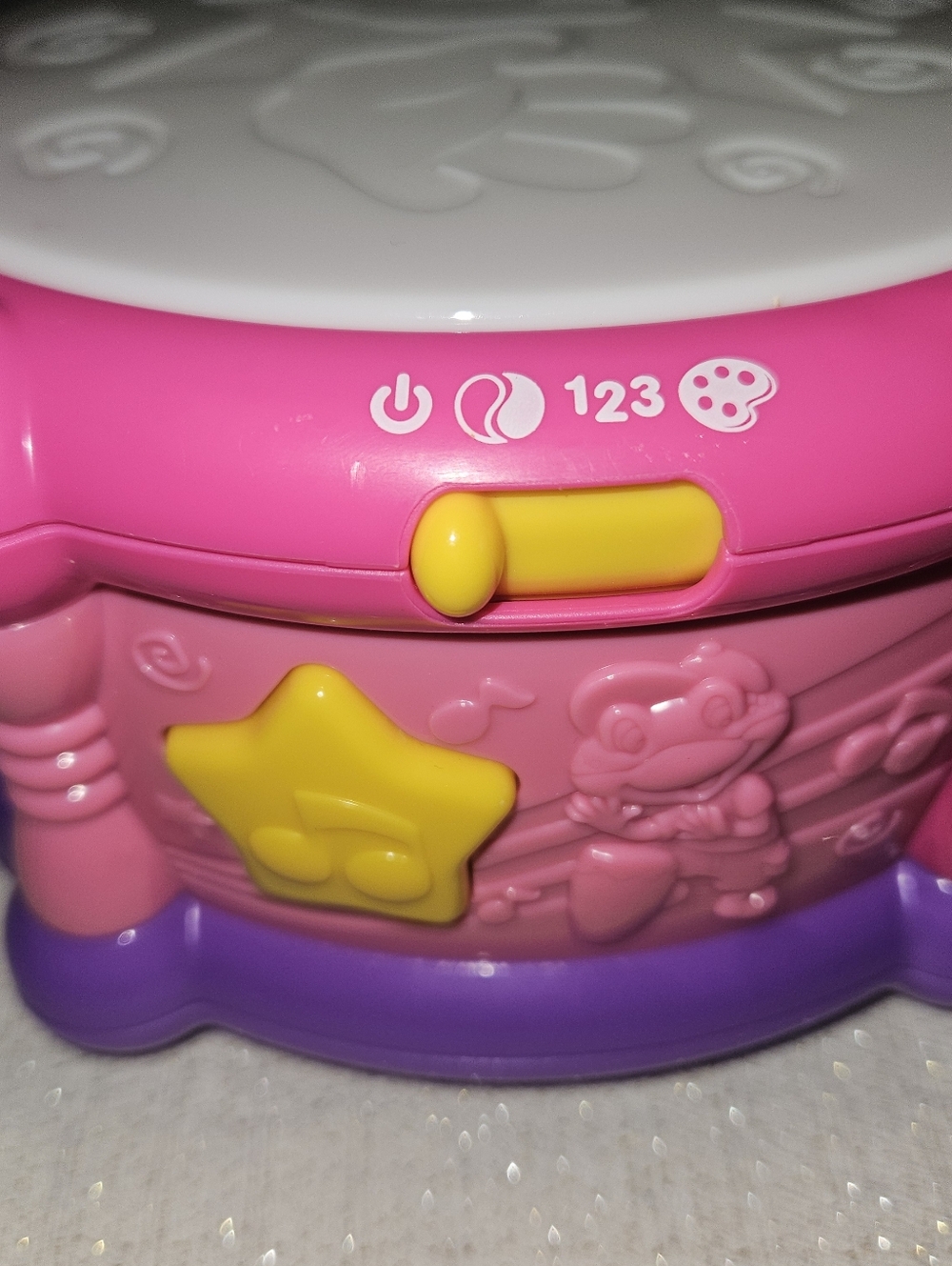 Pink Musical Drum Toy with Yellow Star Button - Kids Toys